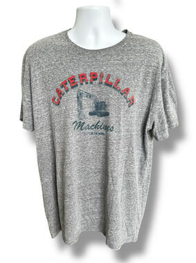 Caterpillar CAT Machines Heather Gray Excavator Short Sleeve Graphic T-shirt XL